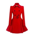 thumbnail image 1 of Abrigo ForeMode para mujer, de lana con doble botonadura, color rojo guisante, XL, 1 of 3