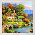 thumbnail image 3 of 5D DIY Diamond Painting Kits Full Round Drill Forest House Mosaico Imagen Pared, 3 of 9