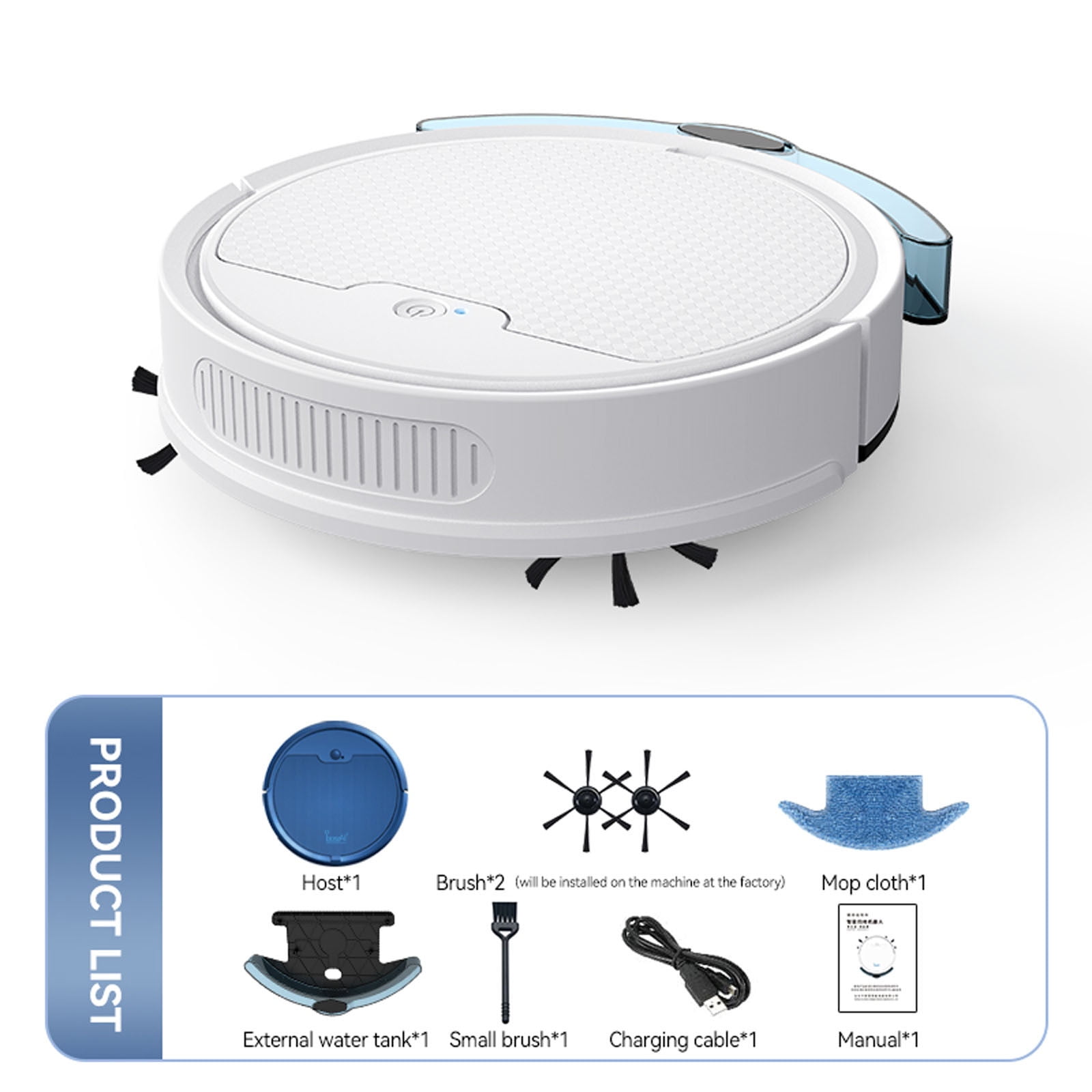 UAEBM Smart Robot Vacuum Cleaner with Large Water Tank, All-in-One Sweeping and Mopping Robot, App Controlled Wet Mopping Robot Cleaner White