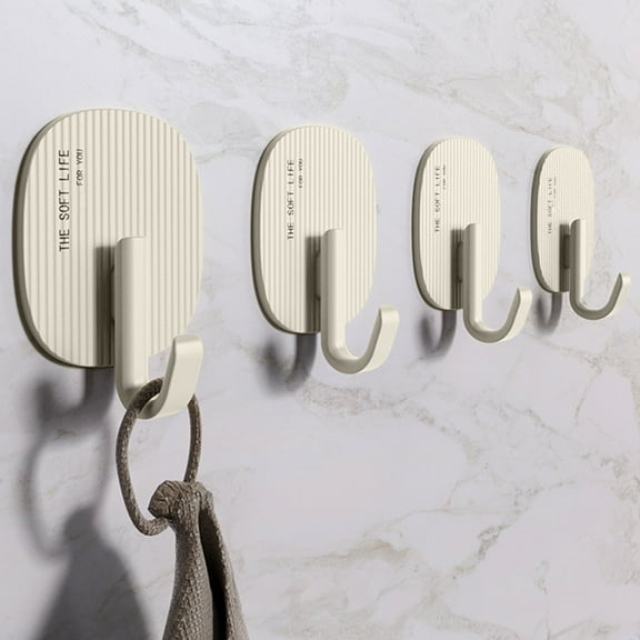 Bxaolu Adhesive Hooks, Self Adhesive Wall Hooks Small Stick on Hooks Waterproof Plastic Shower Hangers Towel Hooks for Bathroom Kitchen Livingroom - 4 Pcs