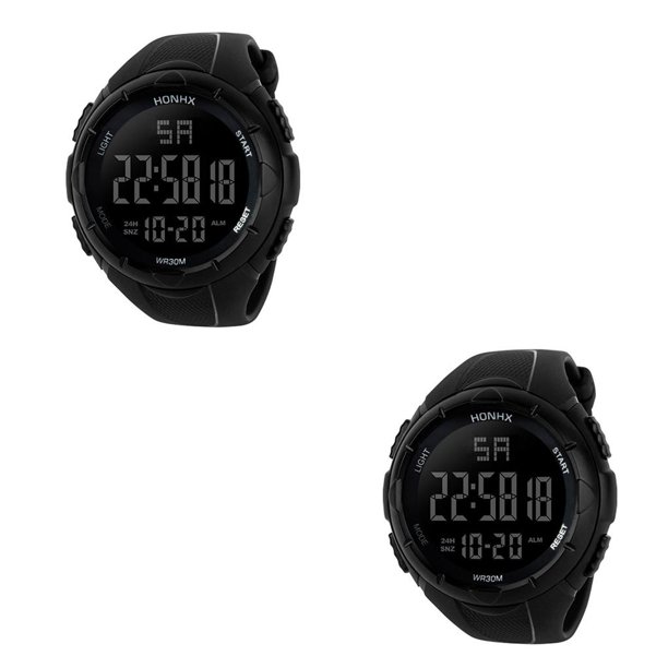Qarigey Man Watch Waterproof Stylish Sports Date Festival Electronic Home Gifts Indoor Wristwatch Display Outdoor Watches Birthday Negro 2piezas