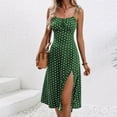 thumbnail image 3 of Zpanxa Women's Summer Strappy Dress Side Slit Floral Print Round Neck Long Beach Dress, 3 of 8