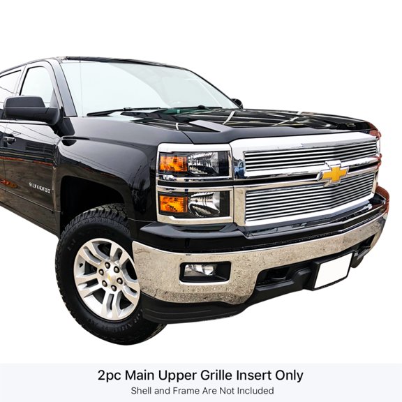 2014-2015 Chevy Silverado 1500 Not For Z71 304 Stainless Steel Polished Finish 8X6 Horizontal Billet Stainless Steel Billet Grille