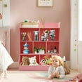 thumbnail image 5 of Toy Storage Organizer with Bookcase, 3 Tier  Bookshelf 42.3'' H Toy Storage Cabinet for Boys Girls Storage Display for Playroom Bedroom Nursery, 170lbs Load-Bearing Capacity (Light Pink), 5 of 18