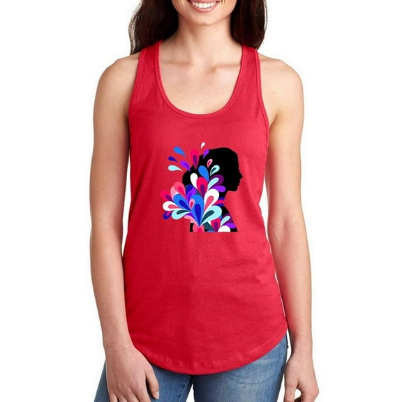 Woman Silhouette Colorful Racerback Tank Women -Image by Shutterstock, Female XX-Large