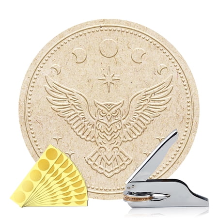 Animal Book Embosser Personalized Owl and Moon Phases Pattern Book Stamp Durable Library Stamp with Handle Set DIY