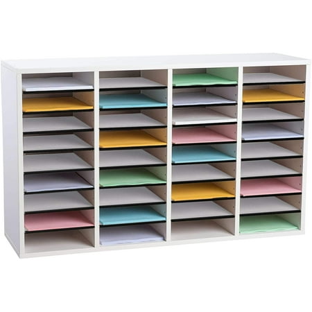AdirOffice Paper Organizer Literature File Sorter, 36 Compartment, White