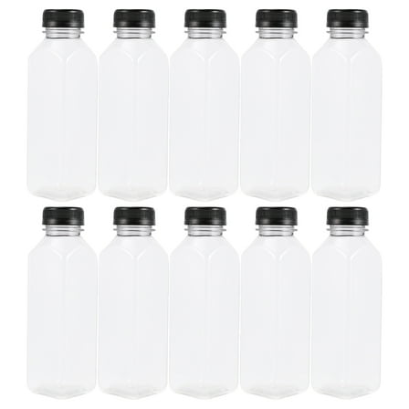 Spatiy 10PCS Bottles With Lids Containers with Caps For Juicing Smoothie Drinking Cold ( Black Caps )