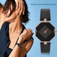 thumbnail image 2 of Women PU Quartz Movement Analog Rhombus Dial Rhinestones Wristwatch Watch (Black), 2 of 8