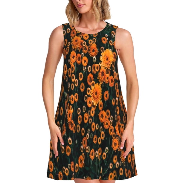 Balery Daisies Vestidos de verano para mujer con estampado: vestido holgado sin mangas, vestido playero informal y cómodo para días calurosos.