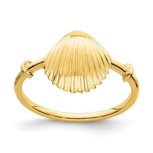 Quality Gold D4729 14K Yellow Gold Polished Shell Ring - Size 5