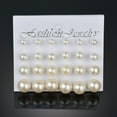 thumbnail image 1 of 12 Pairs Shiny Round Imitation Pearl Earrings Alloy Stud Earrings Set Party Earring Accessories, 1 of 7