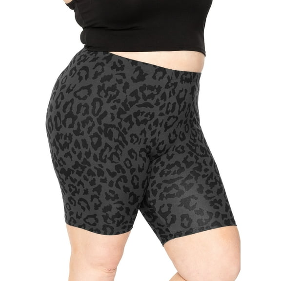 Stretch Is Comfort Women's Polyester Plus Size Biker Shorts Black Cheetah X-Large