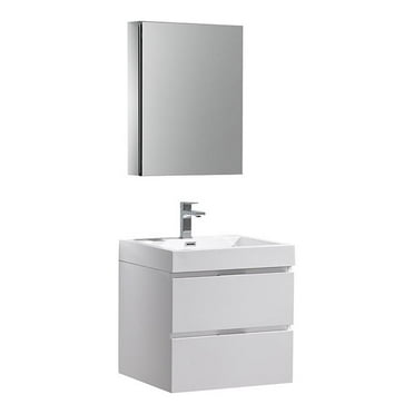 Fresca Valencia 24" Wood Wall Hung Modern Bathroom Vanity in Glossy White