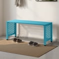 thumbnail image 4 of Zimtown 39.3in Weatherproof Outdoor Metal Backless Bench Slatted Seat Decorative for Patio Garden Lawn Porch Blue, 4 of 9
