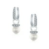Imitation White Pearl Drop CZ Hoop Earring Charm Sterling Silver