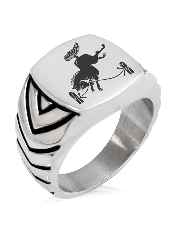 Stainless Steel Soma Samurai Crest Chevron Pattern Biker Style Polished Ring