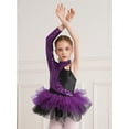 thumbnail image 2 of Haitryli Kids Girls One Shoulder Long Sleeve Sequin Ballet Dance Dress Tutu Leotard Latin Jazz Dancewear Purple 16, 2 of 7