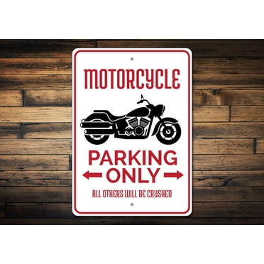 Motorcycle Parking Novelty Decor, Metal Wall Sign - 10x14 Inches