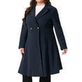 thumbnail image 5 of Agnes Orinda Women's Plus Size Coats Notch Lapel Double Breasted Elegant Trench Winter A Line Pea Coats 1X Dark Blue, 5 of 6