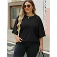 thumbnail image 3 of Womens Oversized T Shirts Summer Half Sleeve Crew Neck Tunic Tops, 3 of 4