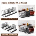 thumbnail image 4 of Housolution Pot Lid Organizer, Upgraded Expandable Pot and Pan Organizer with 14 Adjustable Dividers, Pot and Pan Storage Rack Lid Holder for Cabinet, Black, 4 of 7