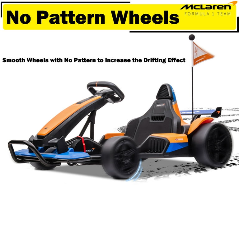 SEGMART Go Kart eléctrico para niños con 2 velocidades, 24 V, 4 ruedas con  licencia Mclaren, vehículos juguetes para montar en camión Bluetooth/FM