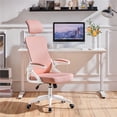 thumbnail image 2 of Yaheetech Mesh Office Chair with Adjustable Padded Headrest, White/Pink, 2 of 7