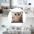 thumbnail image 3 of Owl flowery branch Linen toss pillowcase Decoration pillowcase Gift preferred 20x20" Cushion cover 1 set Sofa pillowcase Sofa bedroom living room car, 3 of 8