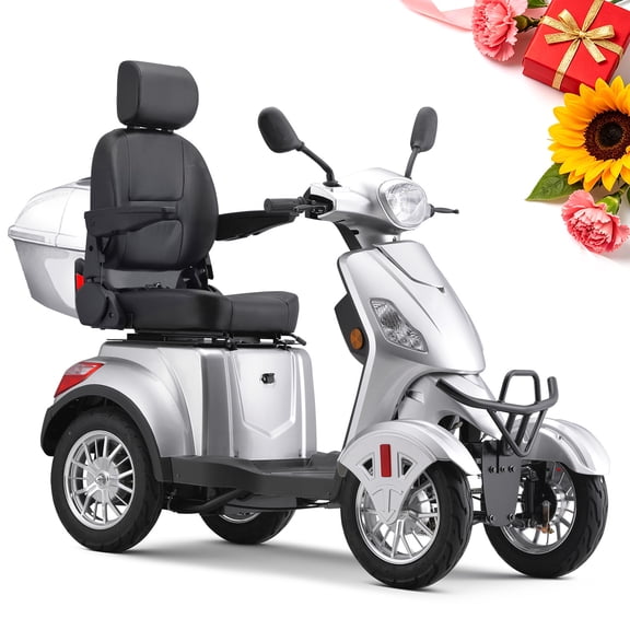 Aoemoe Super Large Electric 4 Wheel Mobility Scooters, Heavy Duty 800W Wheelchair Device, 500 LBS Capacity for Seniors & Adults, Speed Adjust, Remote Key, Receive Ready to Ride.（Sliver）