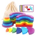 thumbnail image 1 of Bloques de madera 3D, rompecabezas de juguete, juego de bloques de diseño de madera, rompecabezas de forma geométrica, juguetes educativos clásicos para guardería para niños, 1 of 8