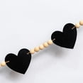 thumbnail image 7 of Lssam Valentine's Day Garland with Black Felt Hearts and Wood Beads - Farmhouse Mantle Banner Neutral Wall Hanging for Holiday Party Decor (Heart Black), 7 of 7