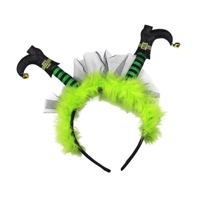 Diadema de Halloween Yinane con decoración de pies de bruja verde