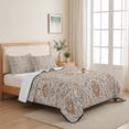 thumbnail image 5 of Twin Quilt Set 68''x86'', Vintage Boho Lightweight Summer Bedspread Coverlet Set with 2 Pillow Shams, Retro Southwestern Ethnic Mexican Floral Breathable All Season Quilt Bedding for Dorm/Bedroom, 5 of 9