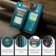 thumbnail image 6 of for iPhone 15 Plus Premium PU Leather Back Case, Multiple Card Slots Design, Double Magnetic Clasp Study Kickstand RFID Blocking Classic Phone Cover for iPhone 15 Plus, Blue, 6 of 9