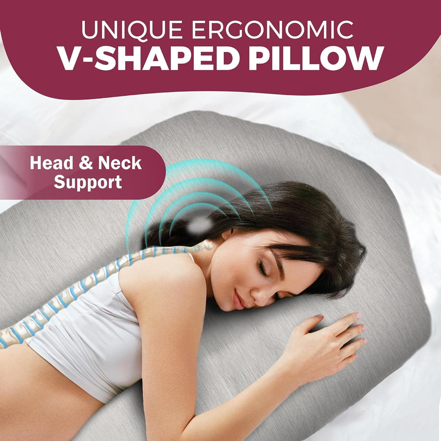Cooling Pregnancy Pillows for Sleeping – 57-Inch Maternity Pillow for Pregnant Women with Removable Washable Cover – Support for Back, Belly, Neck, Legs, & Hips – V C U Shaped Full Body Pillow