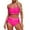 Hot Pink, variant on Bikini Set for Women V Neck Knot Front Push Up Bathing Suit High Cut Two Piece Swimsuit Brazilian Cheeky Swimwear