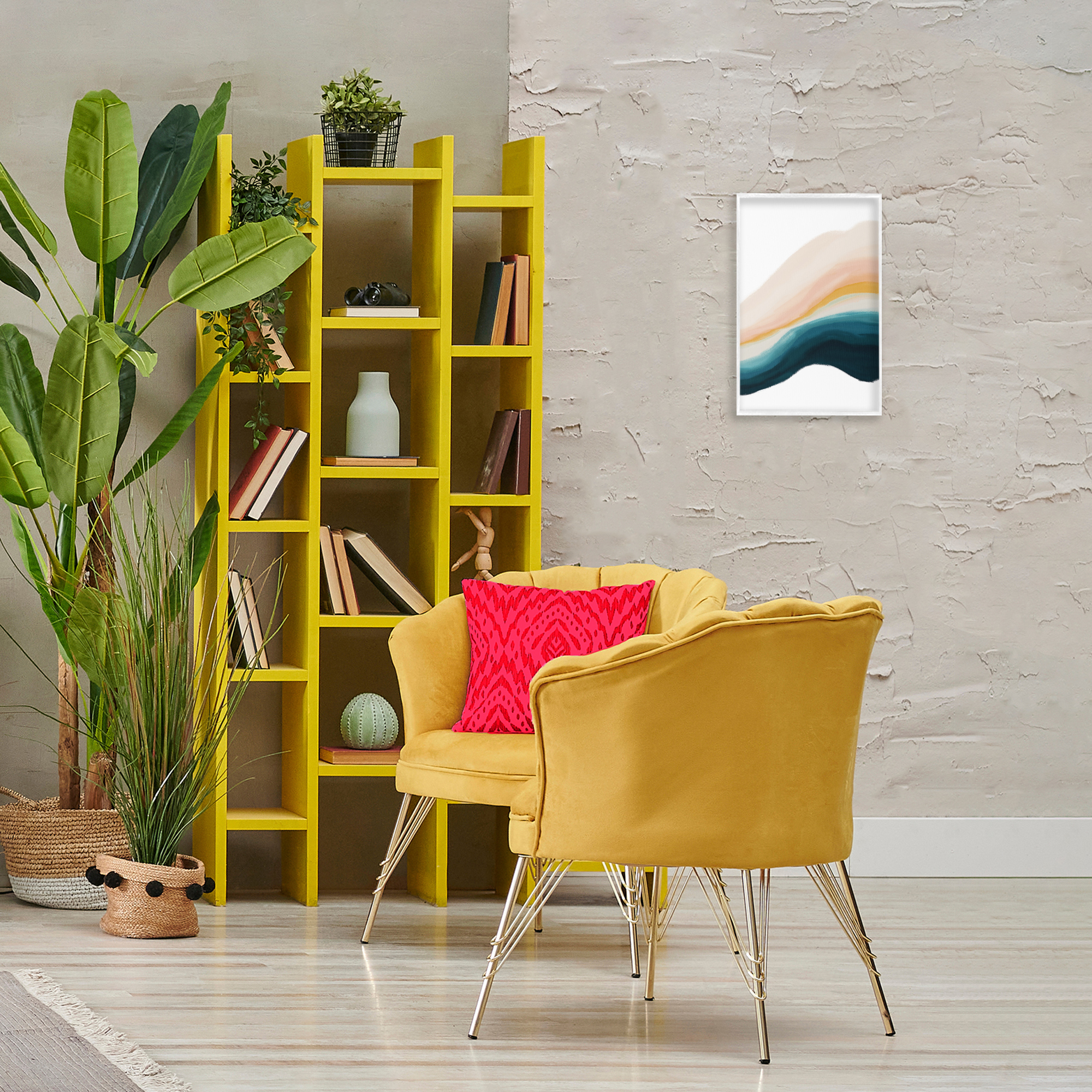 Stupell Industries Peach Swirl Abstraction Abstract Painting White Framed Art Print Wall Art, 12 x 18