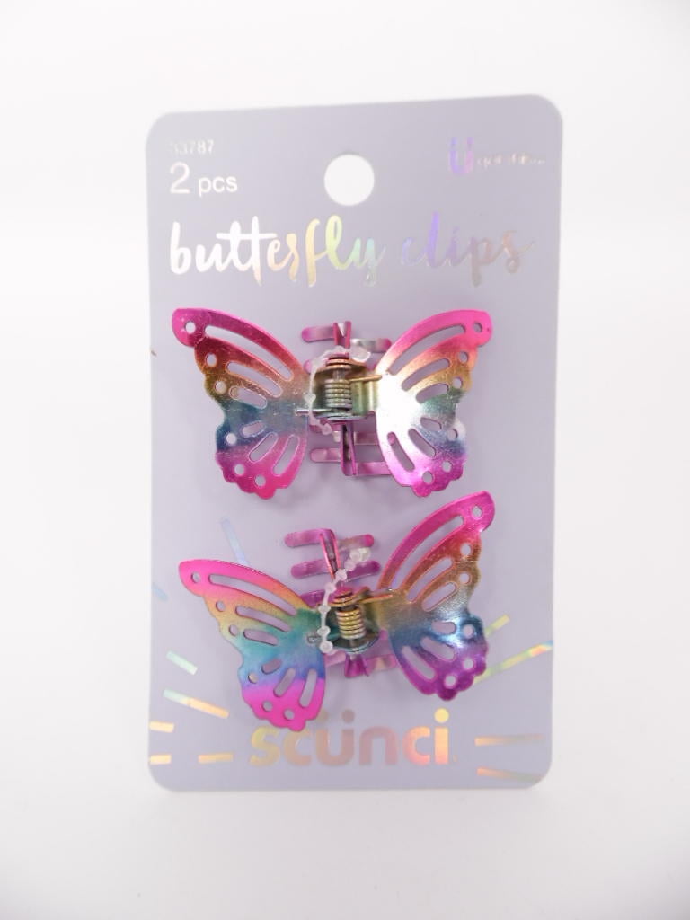 Scunci Effortless Beauty Butterfly Jaw Clips, Assorted Colors, 2-Pack