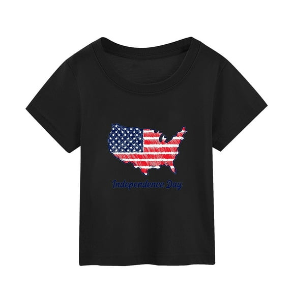Ketyyh-chn99 4th Of July Clothes for Kids American Flag USA T shirt for Boys Girls Tops Cute Kids Independence Day Patriotic Shirt Tshirt Black,7-8 Years