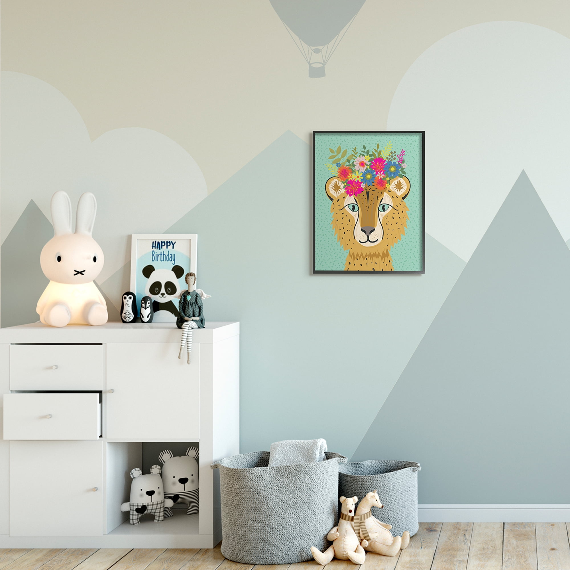 Stupell Industries Floral Crown Cheetah Spotted Fur Playful Animal,16 x 20,Designed by Lisa Whitebutton