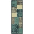 thumbnail image 3 of (2 pack) Mainstays Medallion Block Teal Indoor Hallway Runner Rug, 1'8" x 5', 3 of 9
