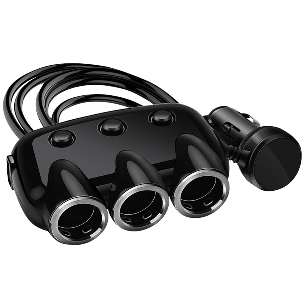 FlyFlise Car Charger 3 Sockets Dual USB Ports Car Splitter Adapter with Switches