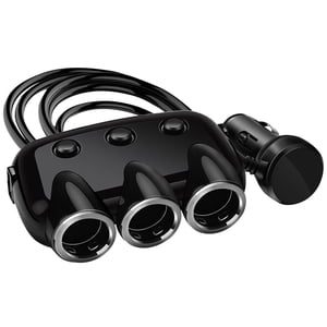FlyFlise Car Charger 3 Sockets Dual USB Ports Car Splitter Adapter with Switches