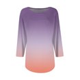 thumbnail image 3 of EANJE 3/4 Length Sleeve Shirts for Women Fashion Fall Pleated Front Blouses Crew Neck Tunic Top Gradient Print Dressy Casual Work Clothing Light Purple XL, 3 of 6