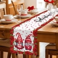 thumbnail image 5 of Valentine's Day Table Runner - 72 Inch Long Red Gnomes Roses Flowers Love Romance Cotton and Linen Blended Dress Scarves Farmhouse Table Runner for Kitchen Dining, Coffee Table, 13" x 72", 5 of 8