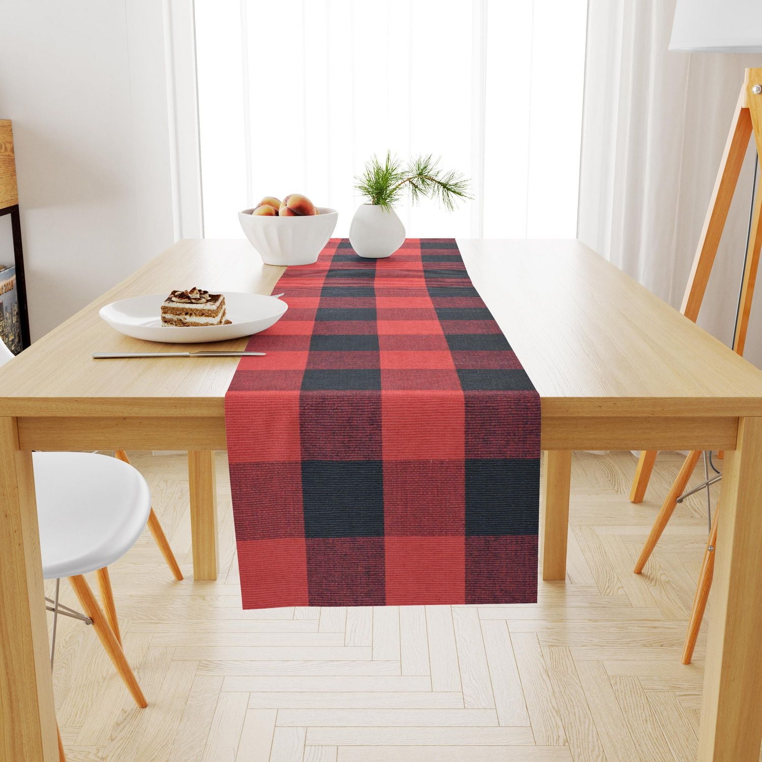 Fabstyles Buffalo Check Cotton Table Runner, Washable Woven Table Runner for Dining, Kitchen, Coffee, and Patio Table