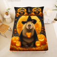thumbnail image 5 of Manfei Halloween Bat Print King Sheets,Cute Cartoon Witch Bedding,4pcs,1 Flat Sheet,1 Fitted Sheet and 2 Pillowcases, 5 of 6