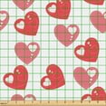 thumbnail image 2 of Ambesonne Sweetheart Fabric by the Yard Upholstery, Vintage Style Hearts Art, 1 Yard, White Dark Coral, 2 of 5