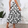 thumbnail image 5 of Women’s High Waist Tiered A Line Midi Skirt with Elastic Waistband and Floral Print Suitable for Daily Wear and Outings Black L, 5 of 5
